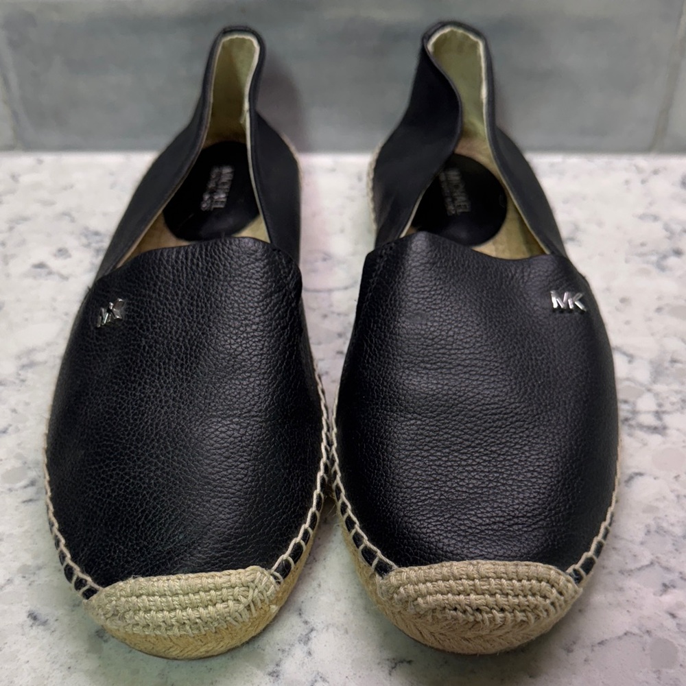 Michael Kors Black Leather Espadrilles size 8.5 loafer